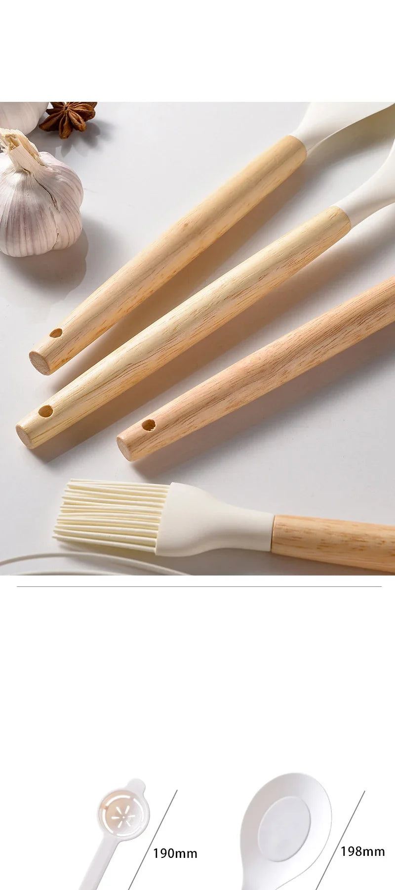 accessoires de cuisine en silicone et bois