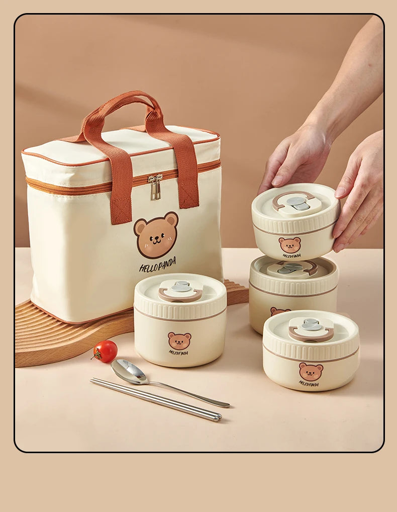 Ensemble de 2 Lunchbox cylindriques isothermes pour enfants (1 litre)