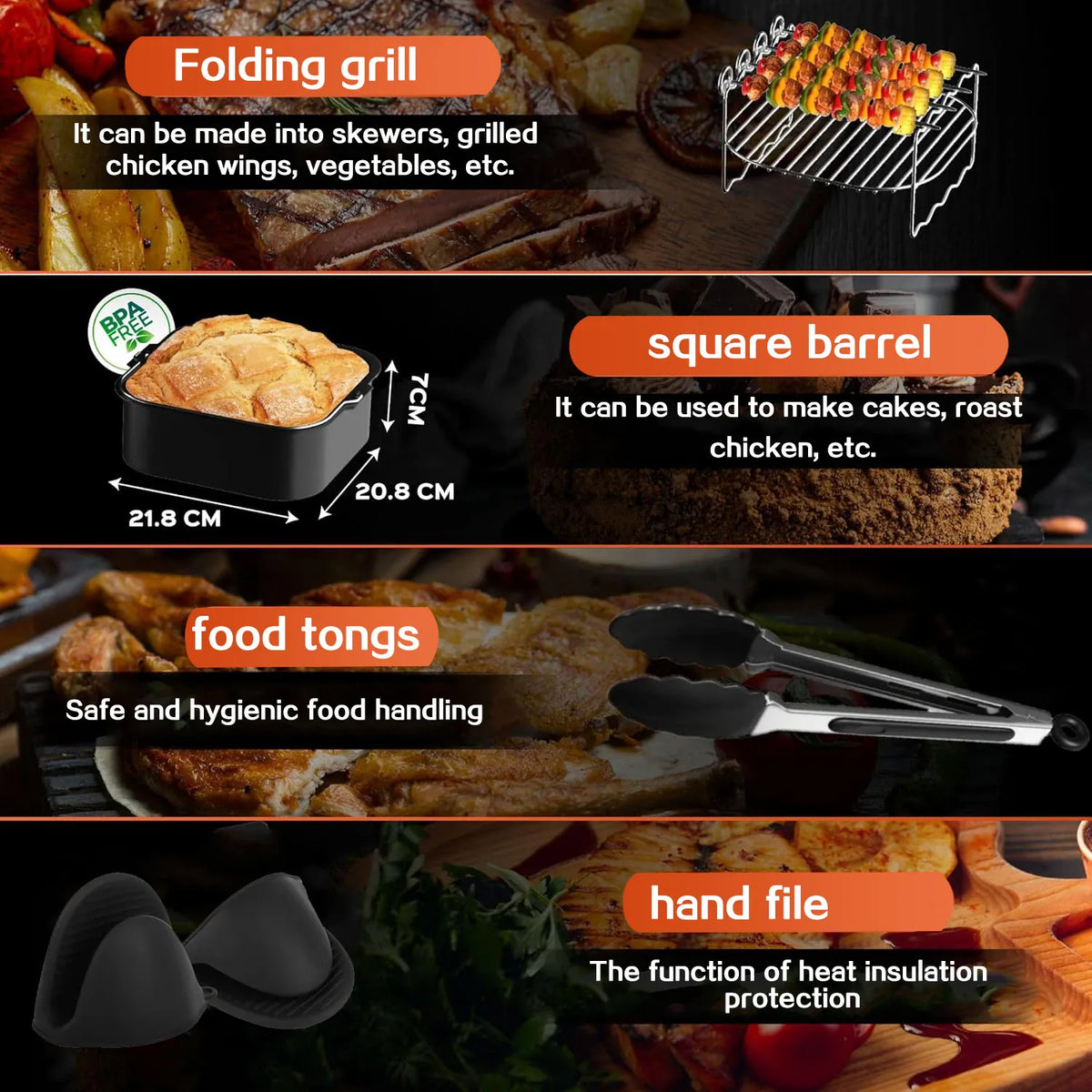 Kit Accessoires Air Fryer Réutilisables - Lot de 5 Pièces Air Fryer