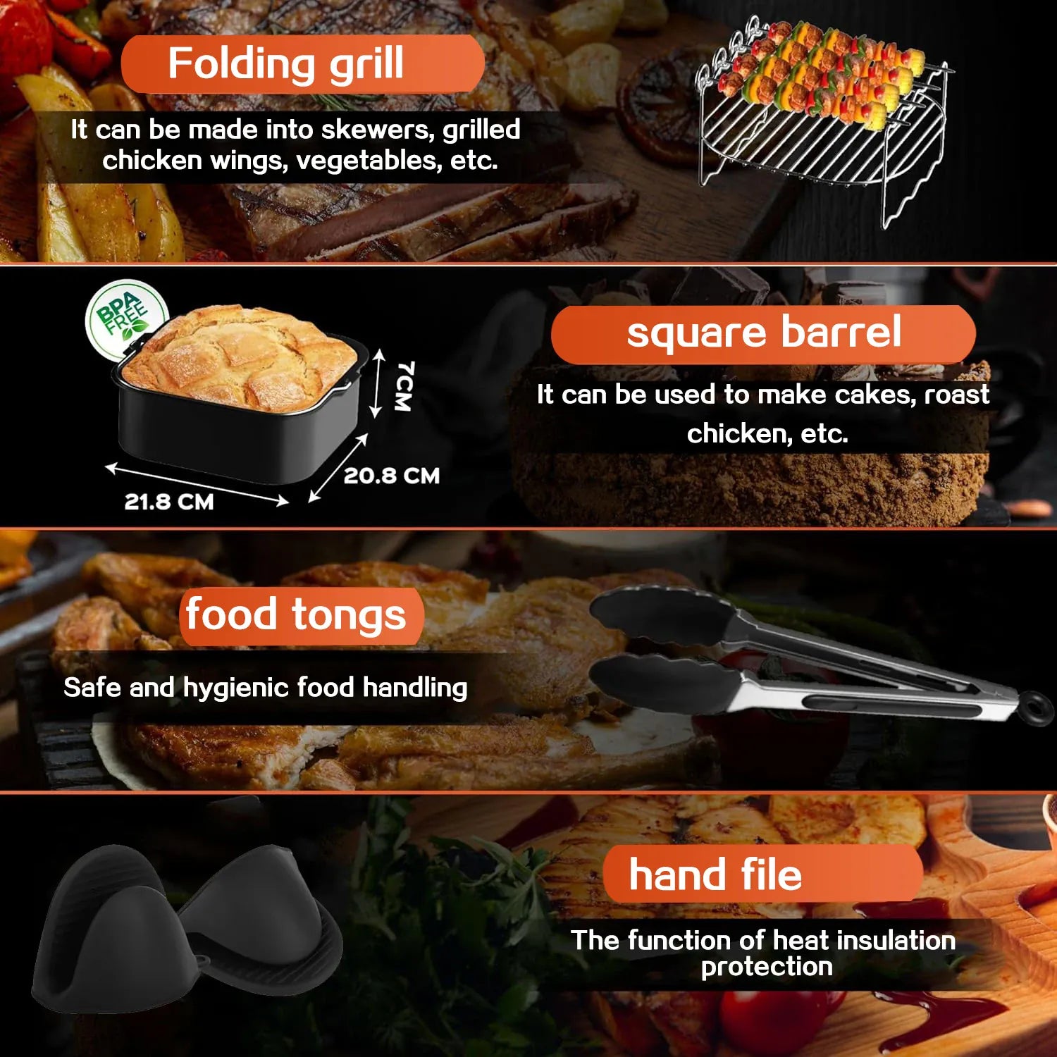 Kit Accessoires Air Fryer Réutilisables - Lot de 5 Pièces Air Fryer