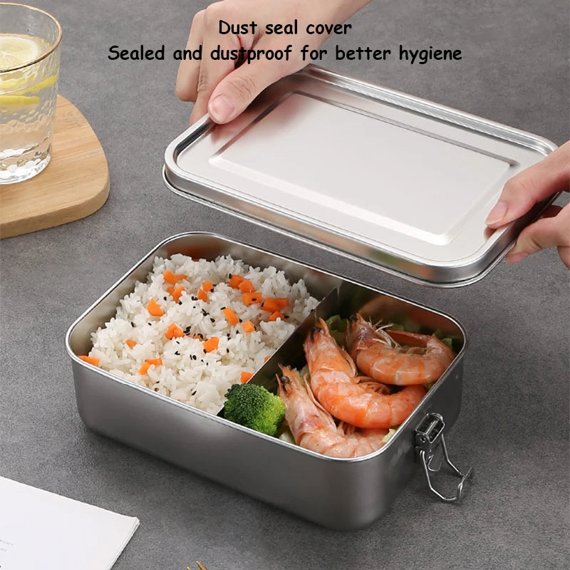 repas à emporter en acier inoxydable avec compartiments