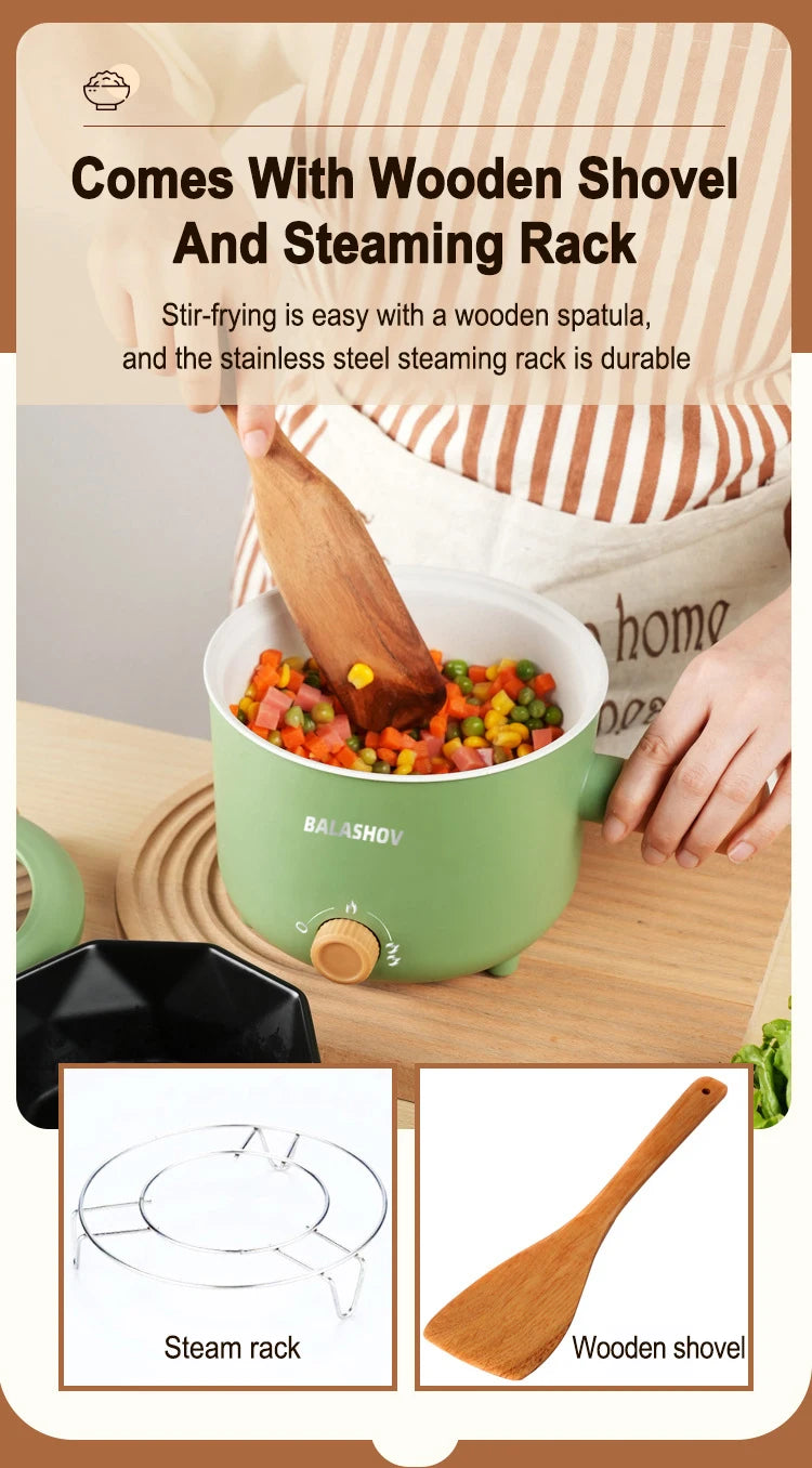 Grille vapeur inox et spatule en bois fournies
