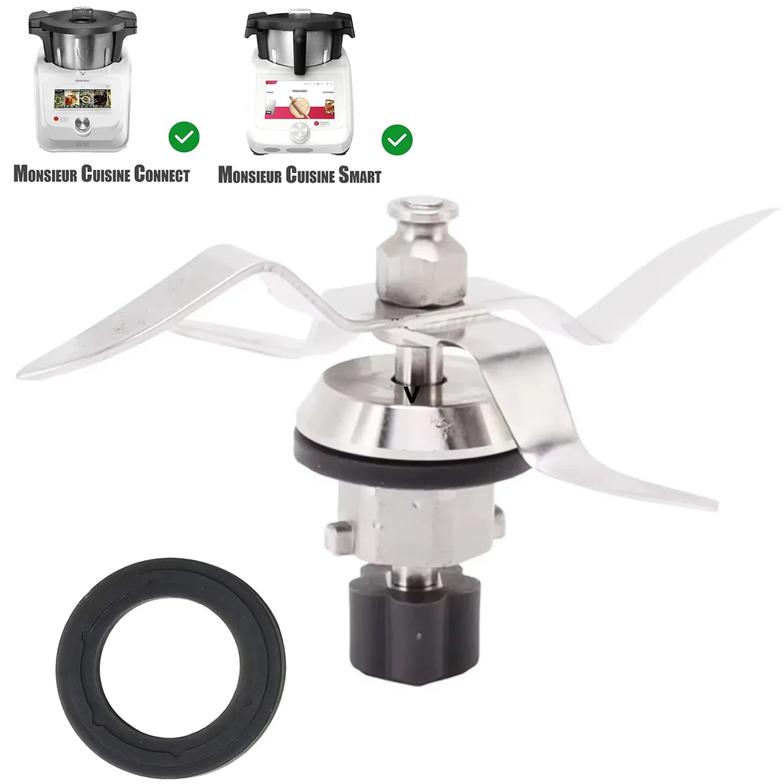 Lame de Mixage Acier Inoxydable 4 Pales — Compatible Monsieur Cuisine Connect & Smart (5T) Monsieur Cuisine