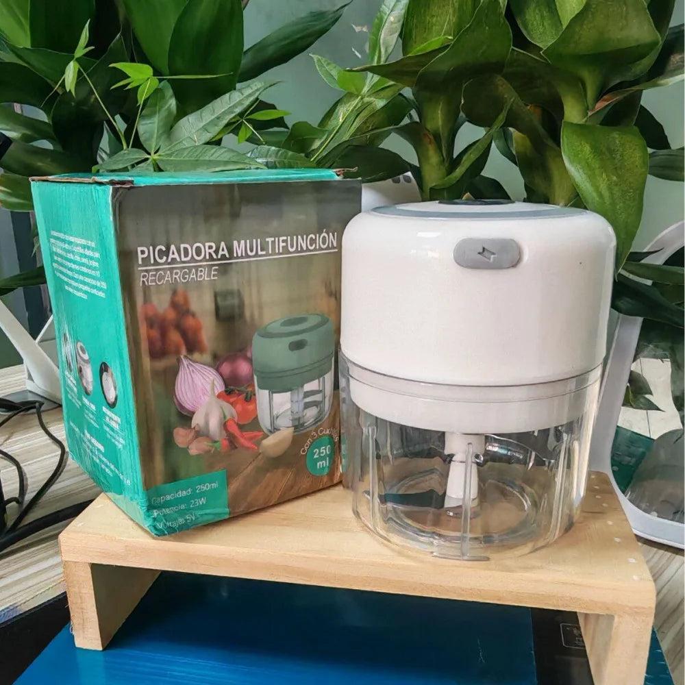 Mini Hachoir Électrique Rechargeable USB 250 ml — Ail, Oignon, Herbes