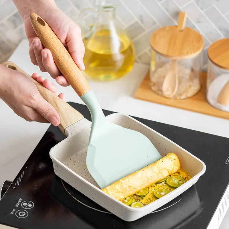 Spatule Silicone Large Résistante à la Chaleur pour Crêpes et Omelettes