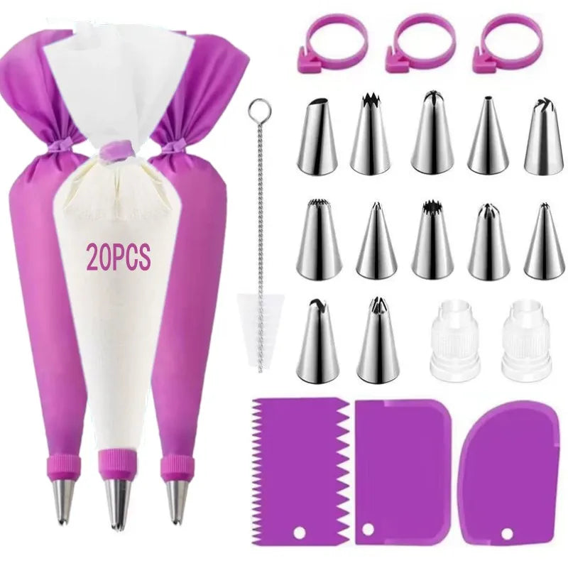 Poche à Douille en Silicone 43 pièces avec Douilles en Acier Inoxydable