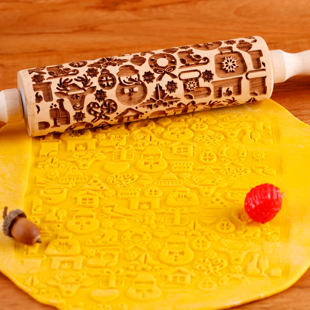 rouleau gravé à pâtisserie pour l'hiver