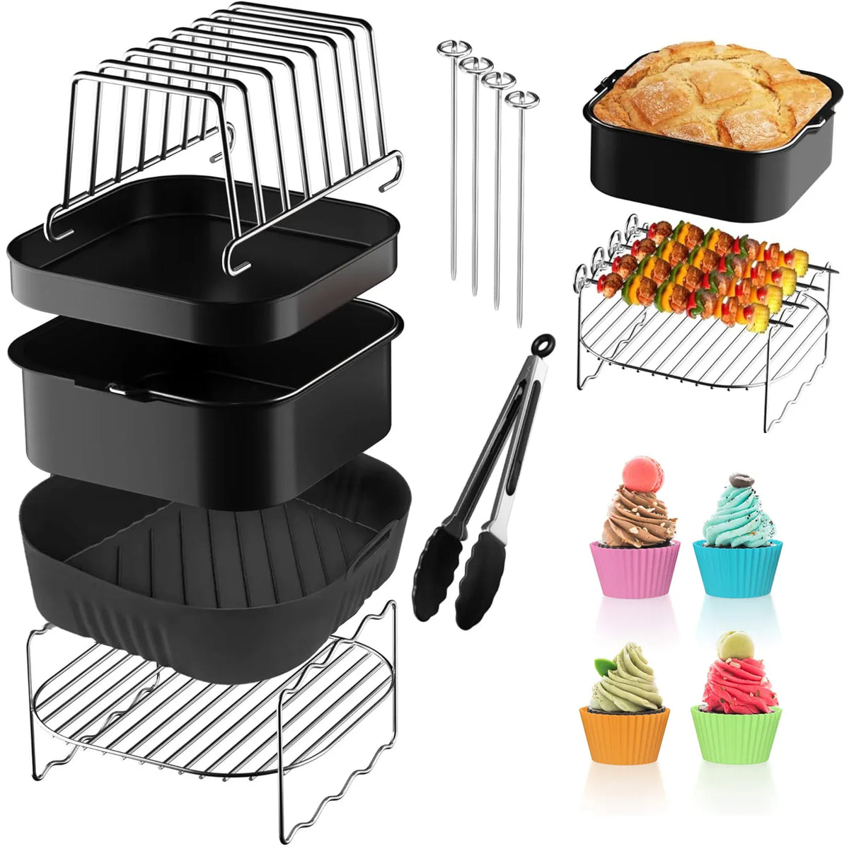 Pinces de Cuisine 229 cm en Acier Inoxydable avec Poignées Antidérapantes Air Fryer