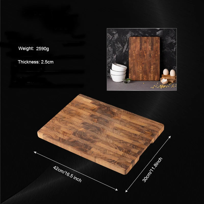 Planche à Découper en Bois de Teck Massif – 2 Tailles (34×22 cm ou 42×30 cm)