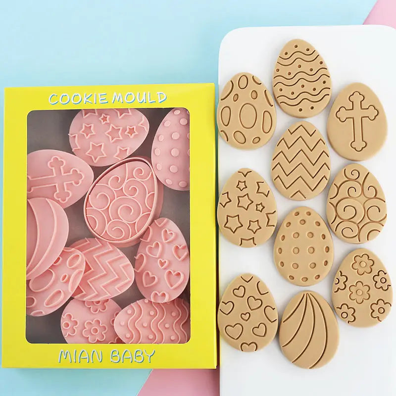 Emporte-pièces à Gâteaux Pâques - 10 Pièces Formes Lapin et Oeuf