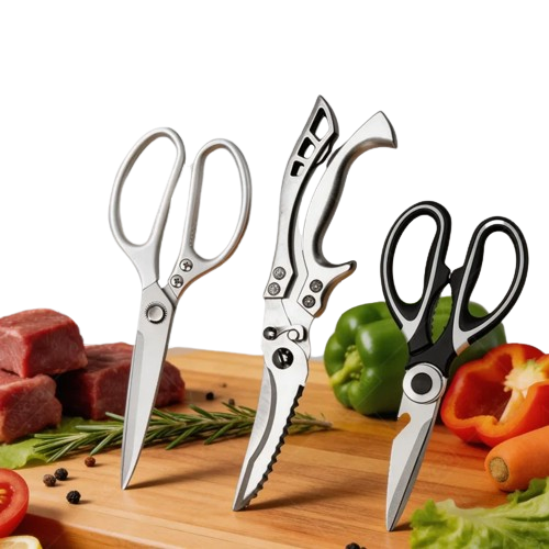 Ciseaux de cuisine multifonctions en inox pour découpe de viandes