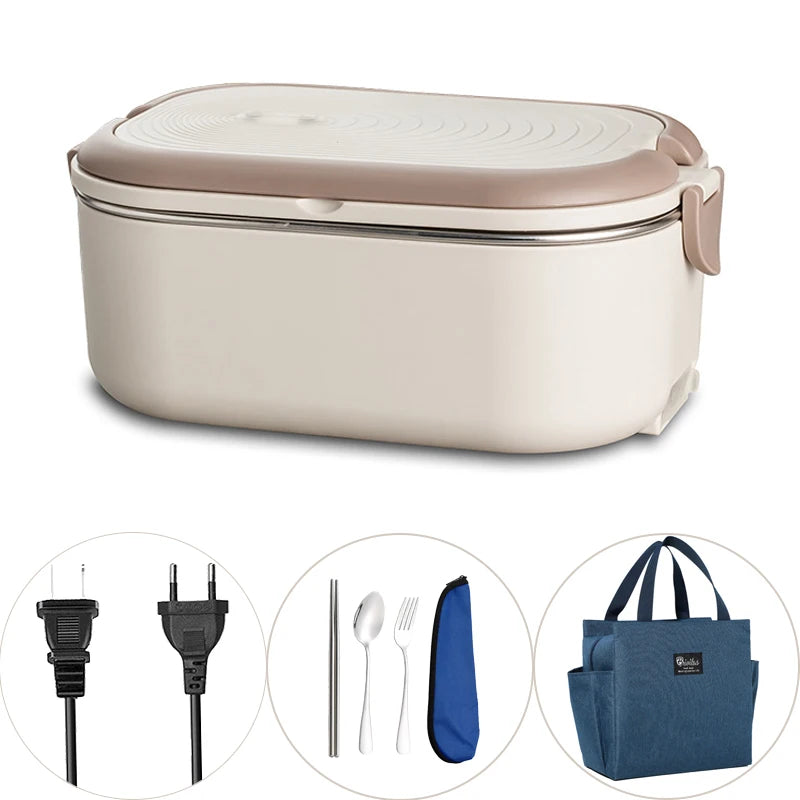 Lunch Box Chauffante Inox 1L 220V 18W | Boîte Chauffante Électrique