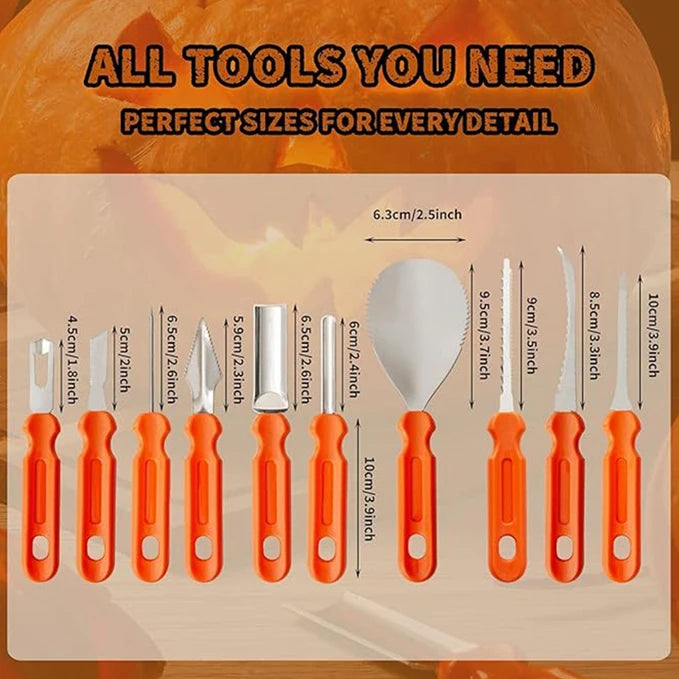 Kit de Sculptage de Citrouilles - Couteaux À Dentures Professionnels