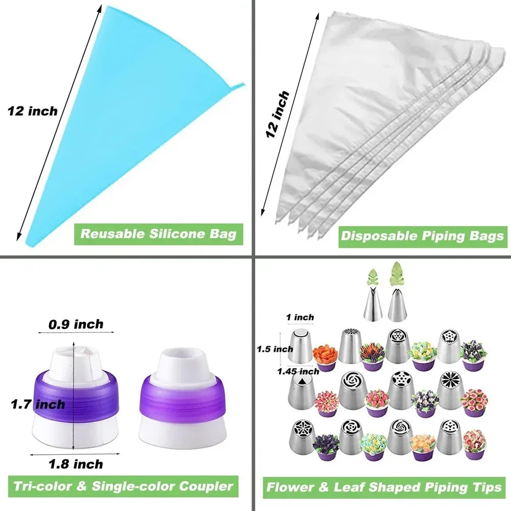 Set de 27 Douilles à Pâtisserie en Acier Inoxydable pour Décoration de Gâteaux
