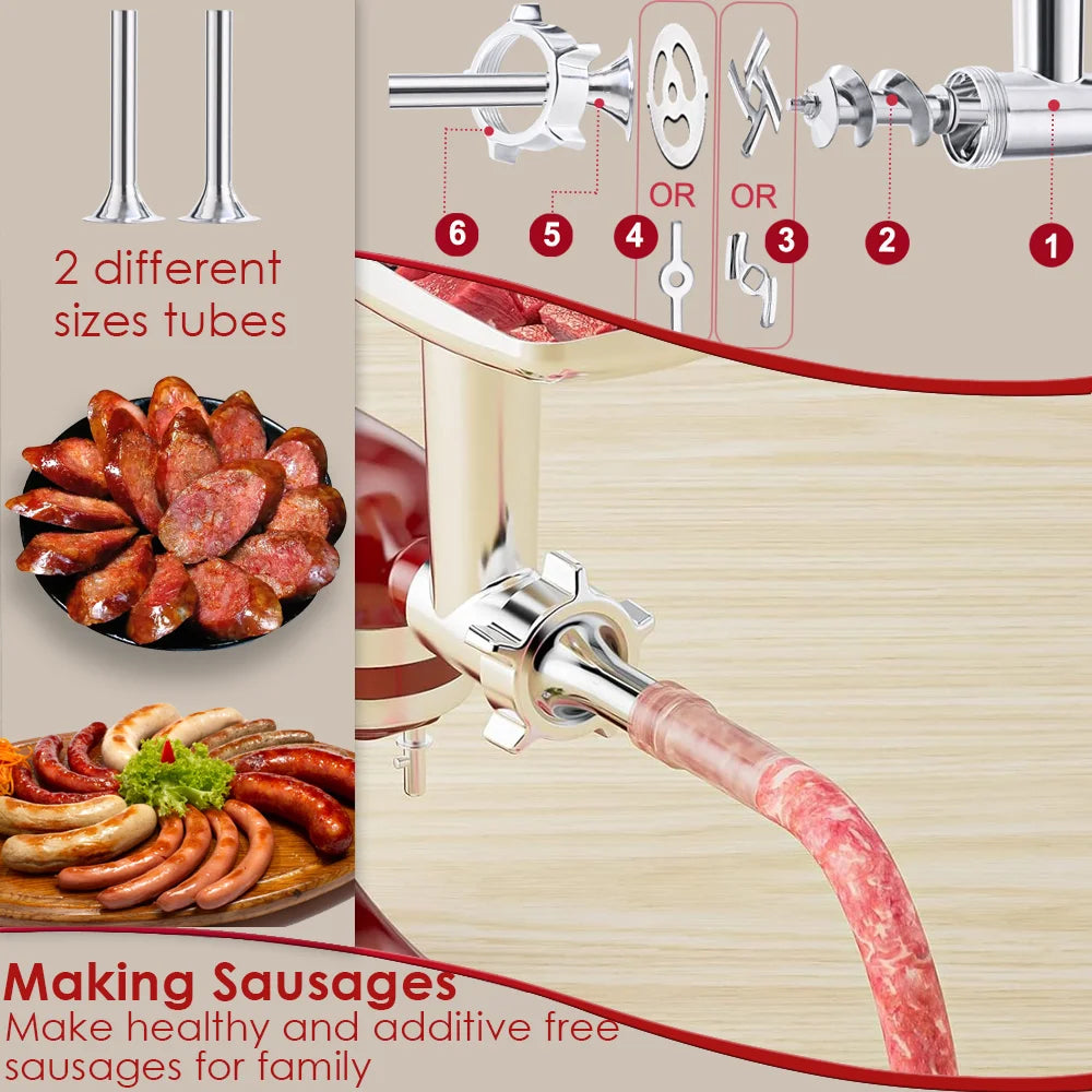 Accessoires KitchenAid Hachoir à Viande Inox et Embouts Pratiques