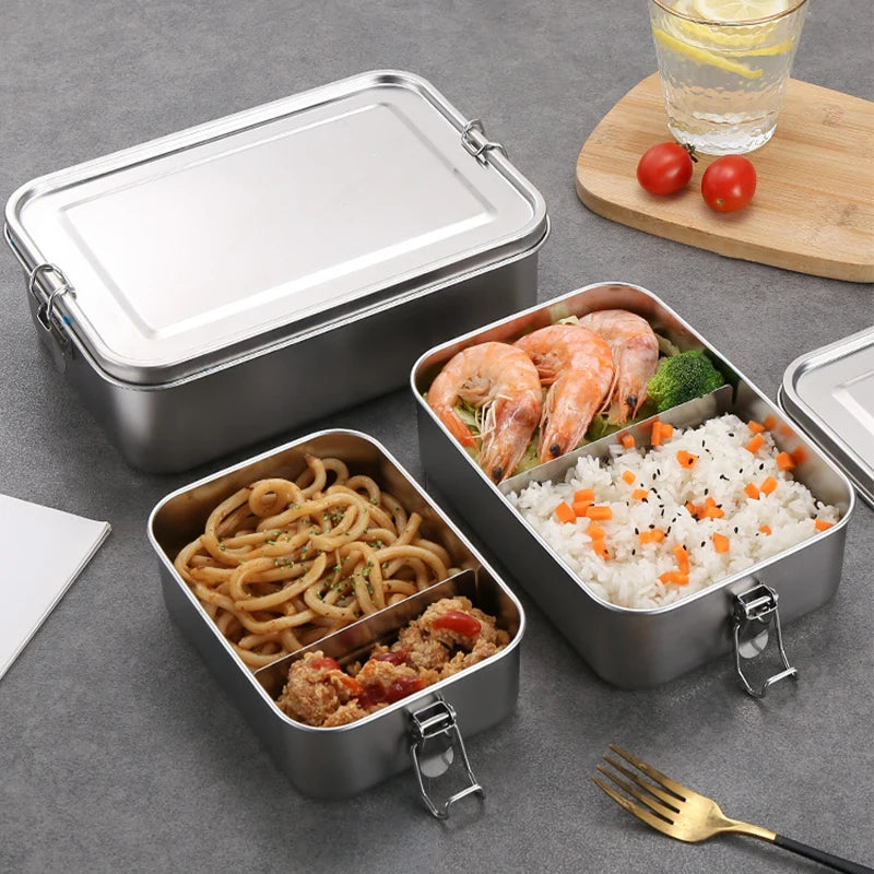 conteneur alimentaire inox avec compartiments amovibles
