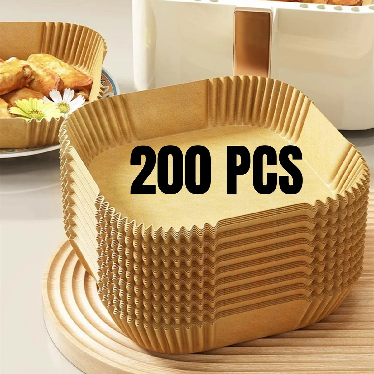 Papier Cuisson Air Fryer Jetable Rond et Carré Lot de 200 Pièces Air Fryer