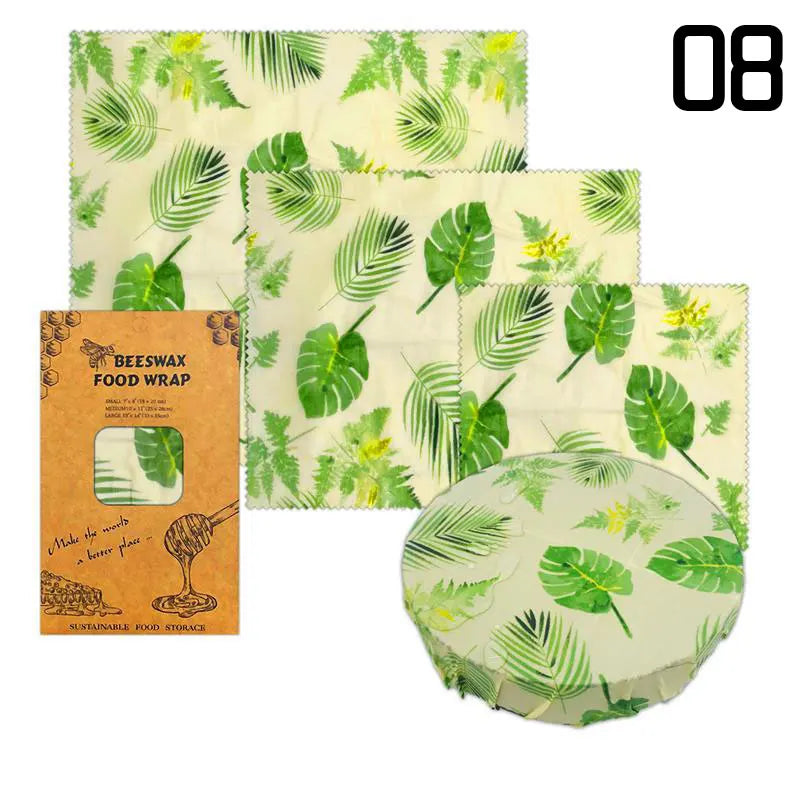 Lot de 3 Films Alimentaires Réutilisables en Coton Bio - Motifs Colorés far