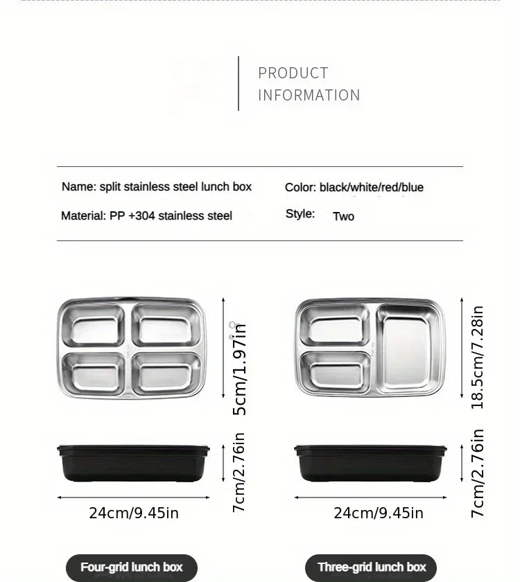 récipient multifonction inox avec plusieurs compartiments