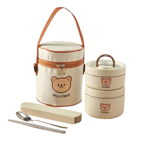 Ensemble de 2 Lunchbox cylindriques isothermes pour enfants (1 litre)