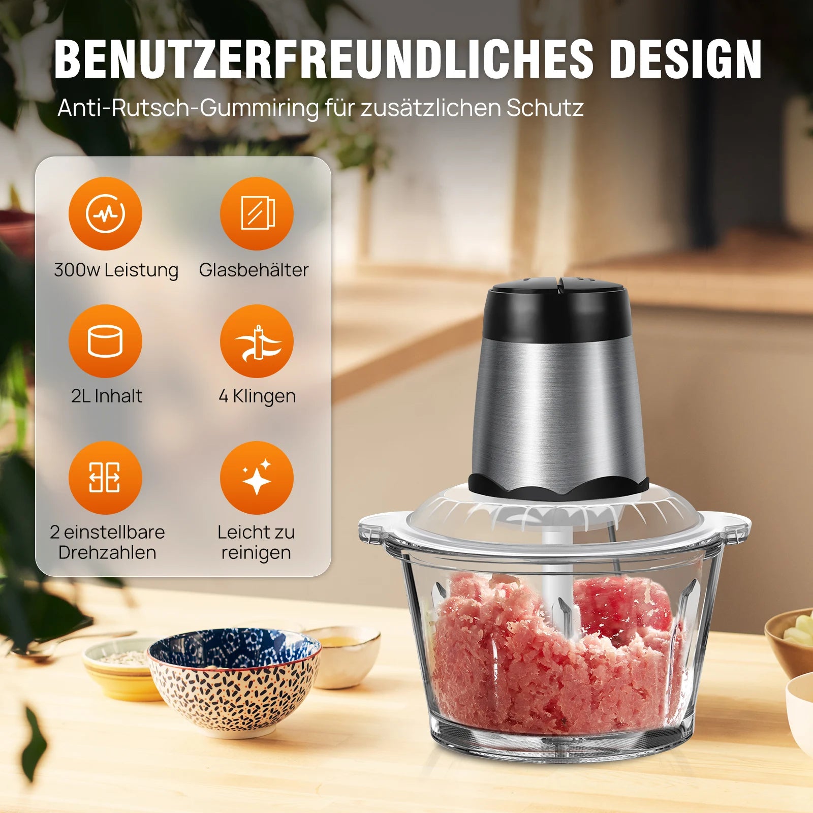 hacheur efficace pour aliments 2L