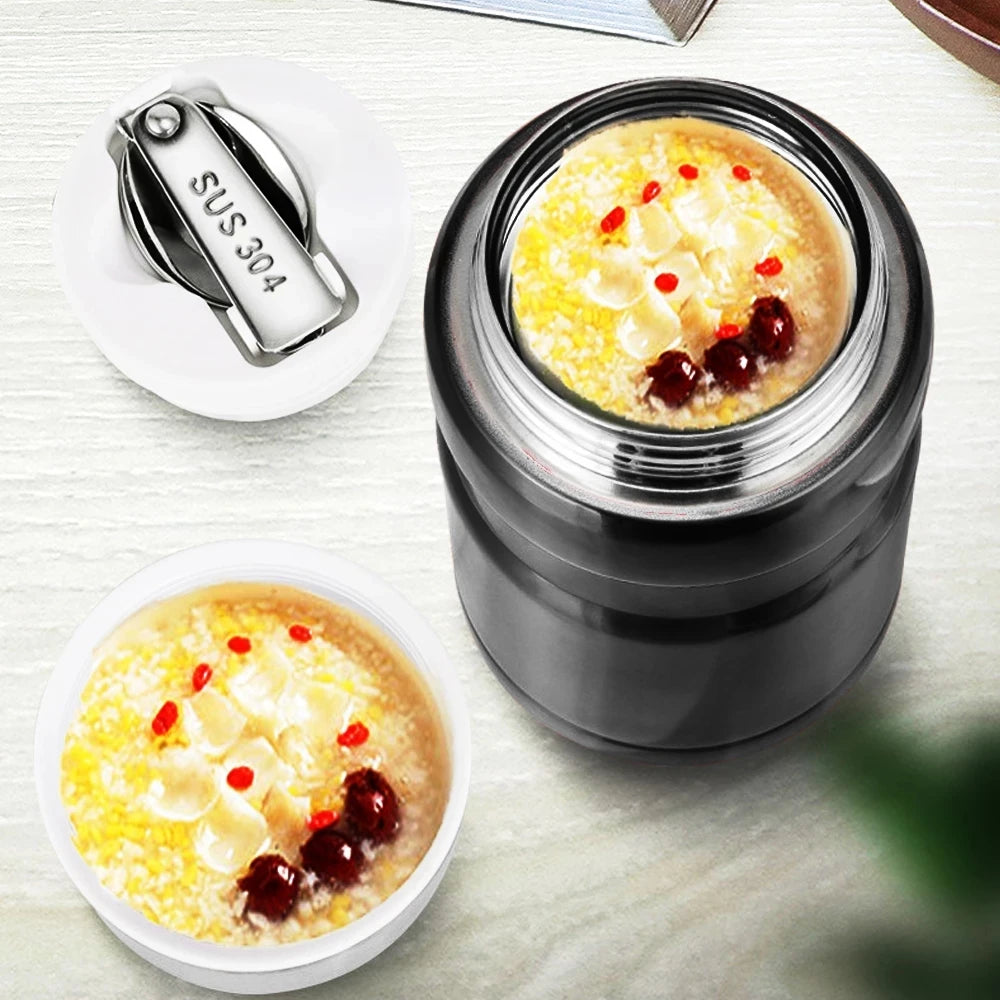 conteneur inox avec cuillère pour soupes