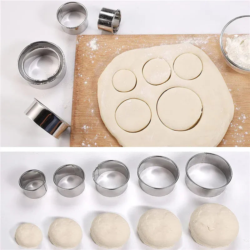 Ronds à Pâtisserie en Acier Inoxydable - Set de 5 Pièces pour Biscuits emportepieces
