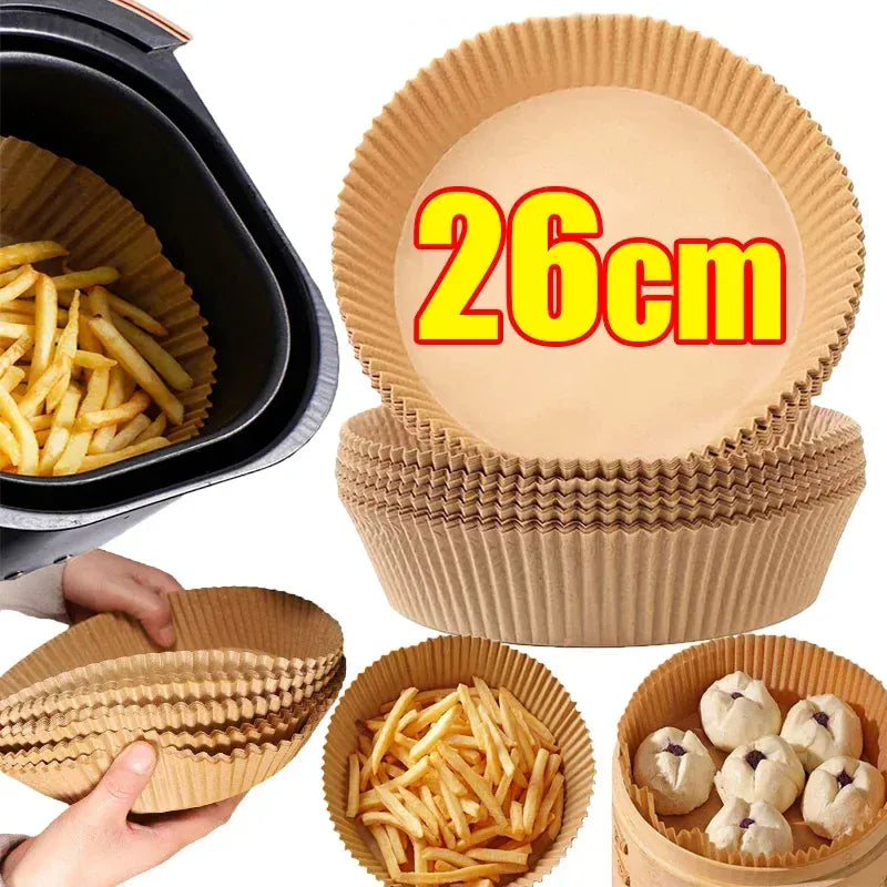 Papier Cuisson Air Fryer Jetable Antiadhésif - Lot de 50 Pièces 16-23 cm Air Fryer