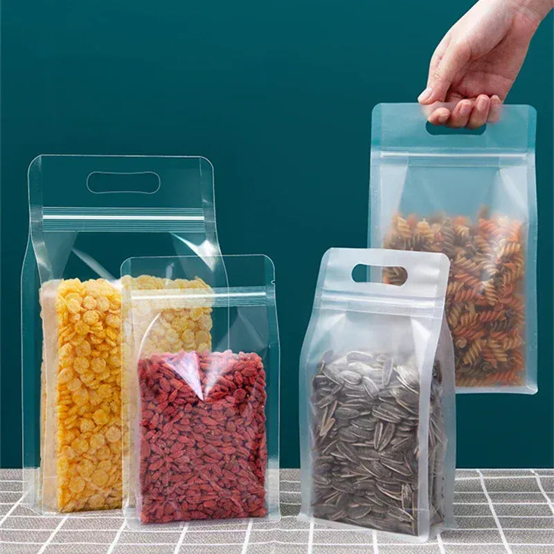 Sachets Zip Alimentaires Transparent Lot de 50 Pièces avec Poignée