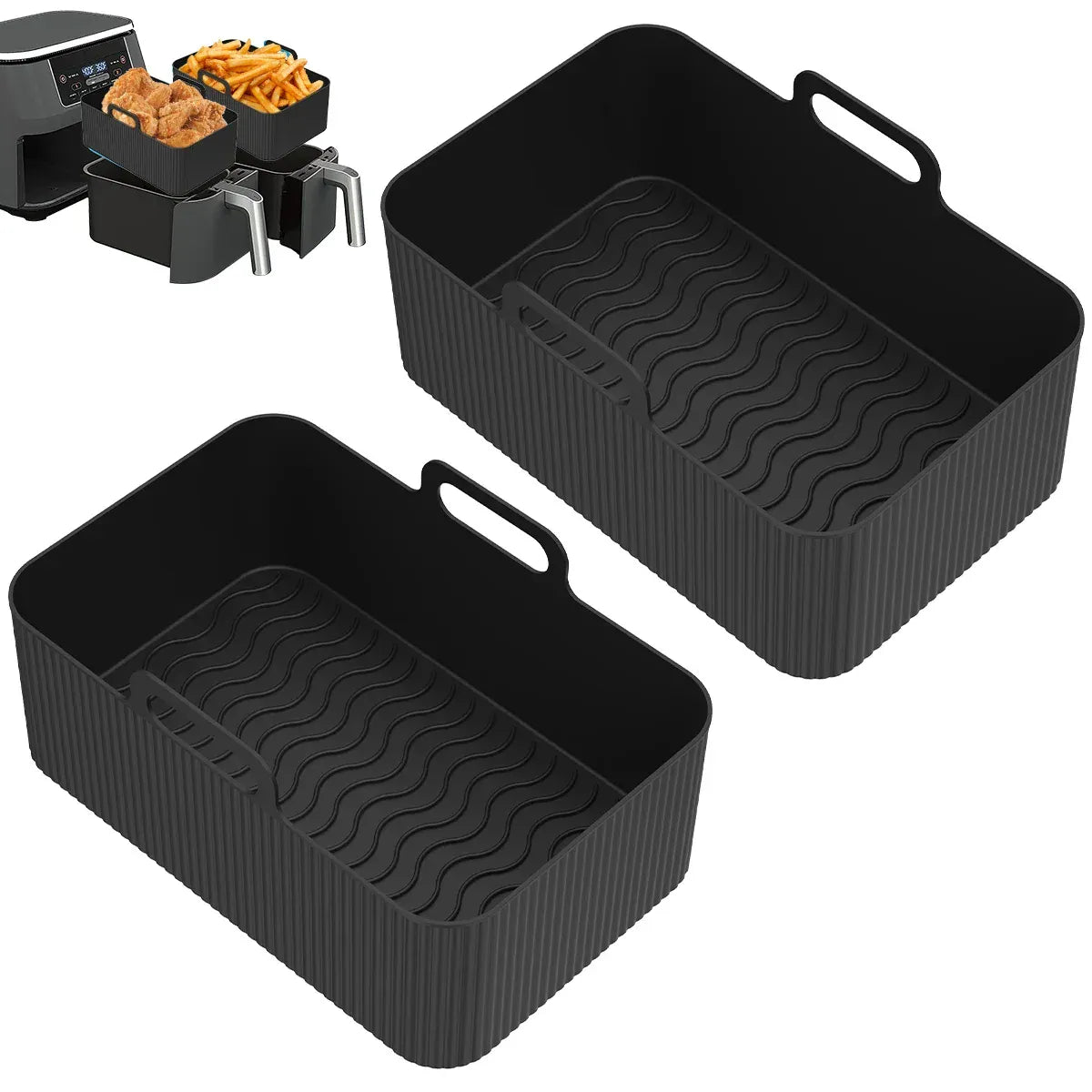 Moules Silicone Réutilisables Air Fryer - Lot de 2 Rectangulaires Air Fryer