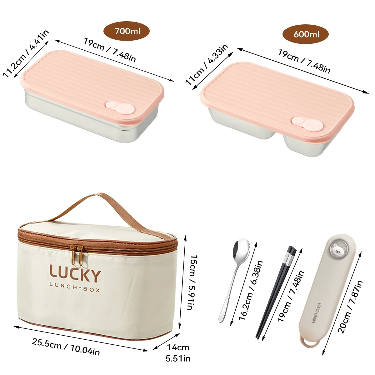 Ensemble Lunch Box Lucky - 700ml Étanche Anti-Fuite