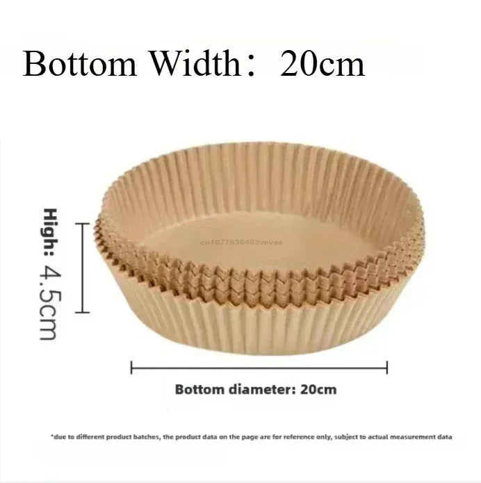 Papier Cuisson Air Fryer Jetable Antiadhésif - Lot de 50 Pièces 16-23 cm Air Fryer