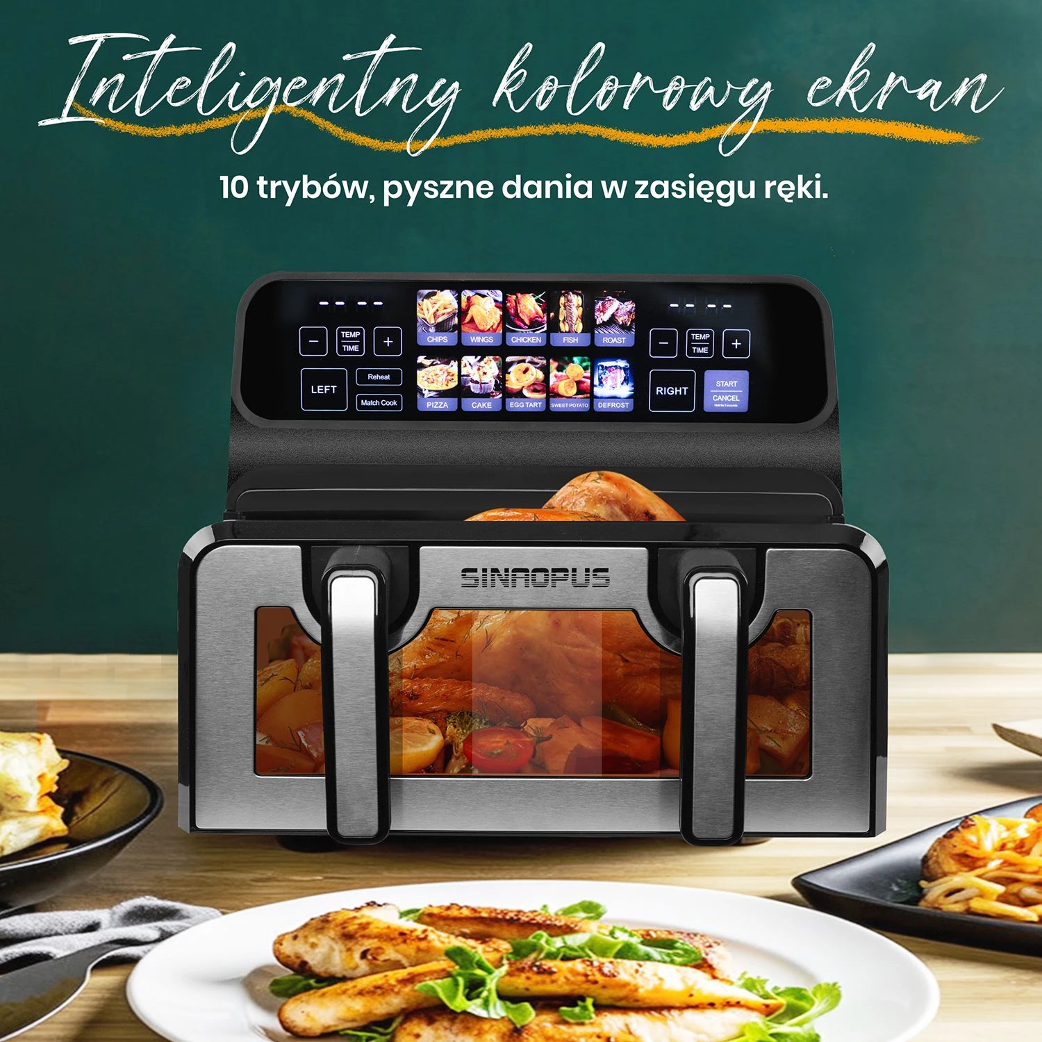 Écran tactile couleur à 10 programmes de l'air fryer 9 L