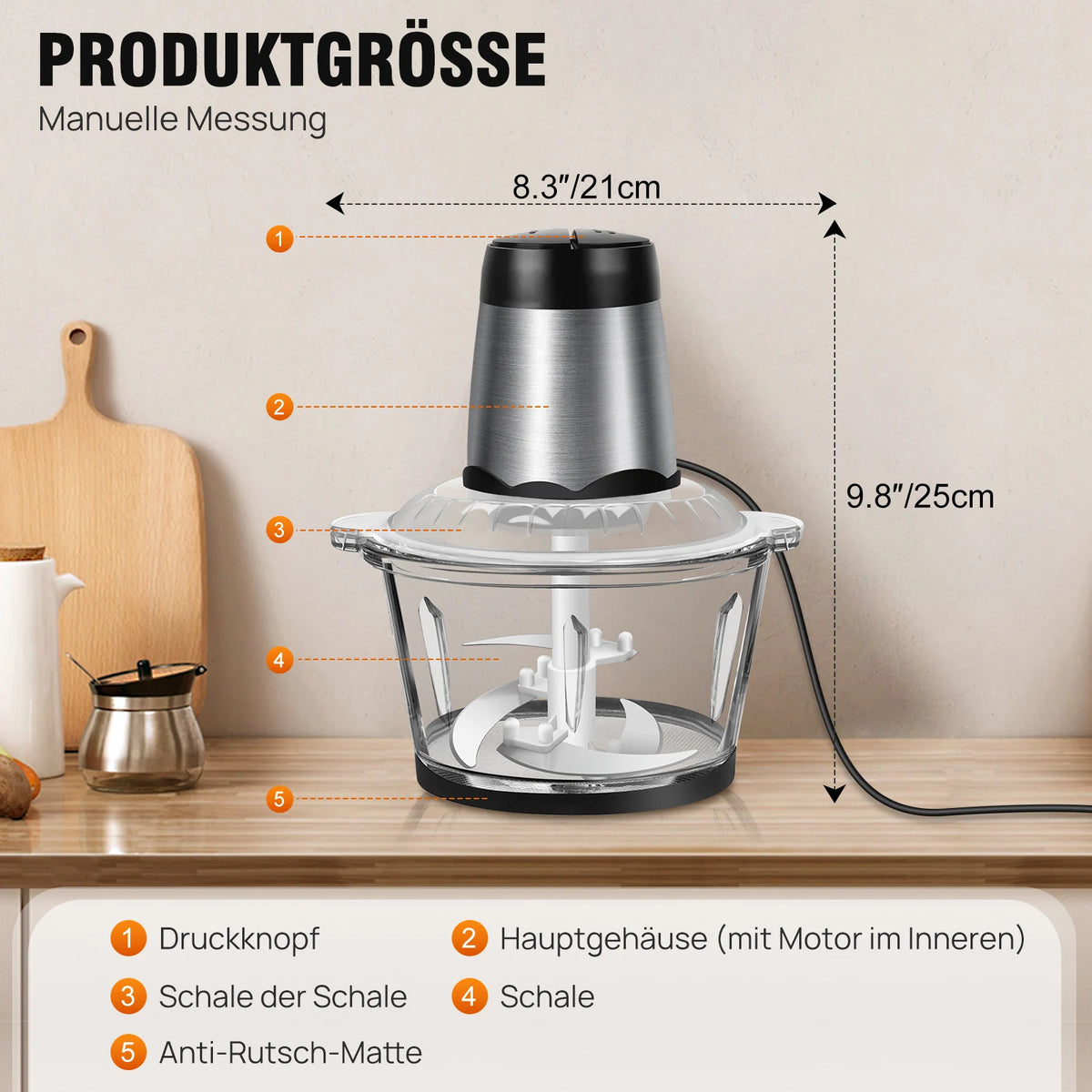 appareil de cuisine hachoir en verre transparent