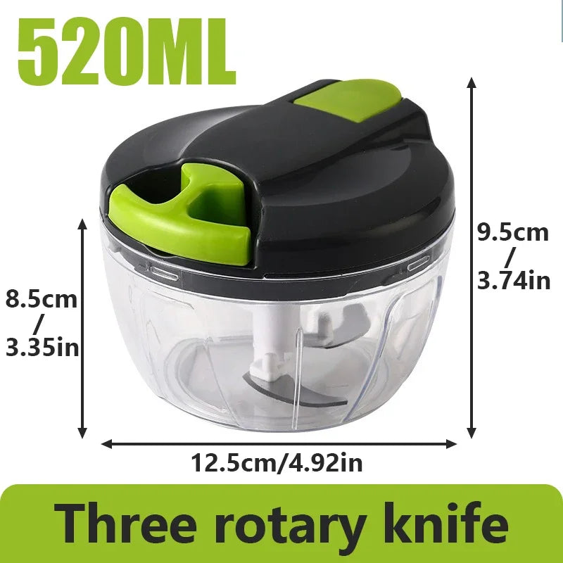 Hachoir Manuel 520ml 900ml | Couper Légumes et Ail Portable