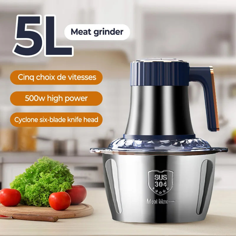 hachoir électrique 5L en acier inox