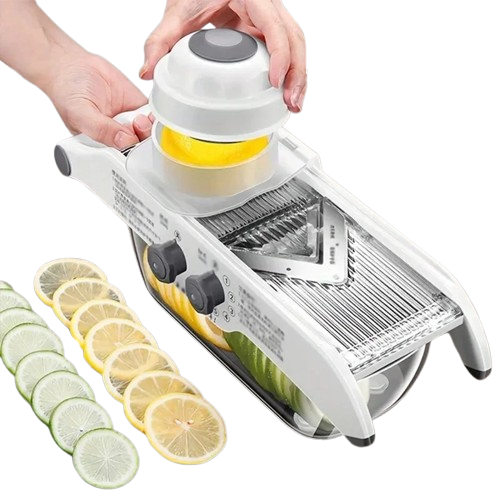 Mandoline Réglable Multifonctionnelle avec Panier - Coupe Légumes et Fruits