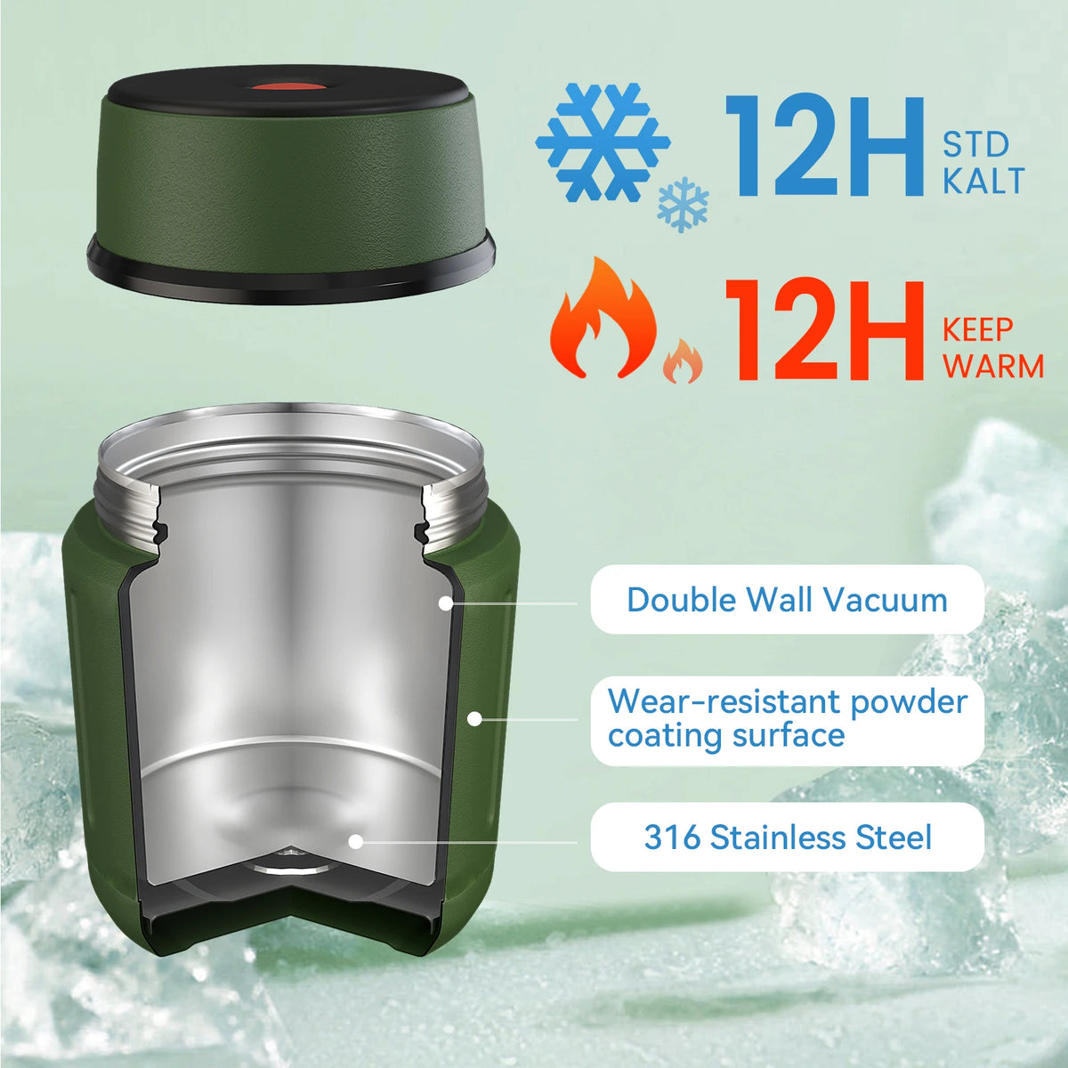 thermos avec cuillère intégrée