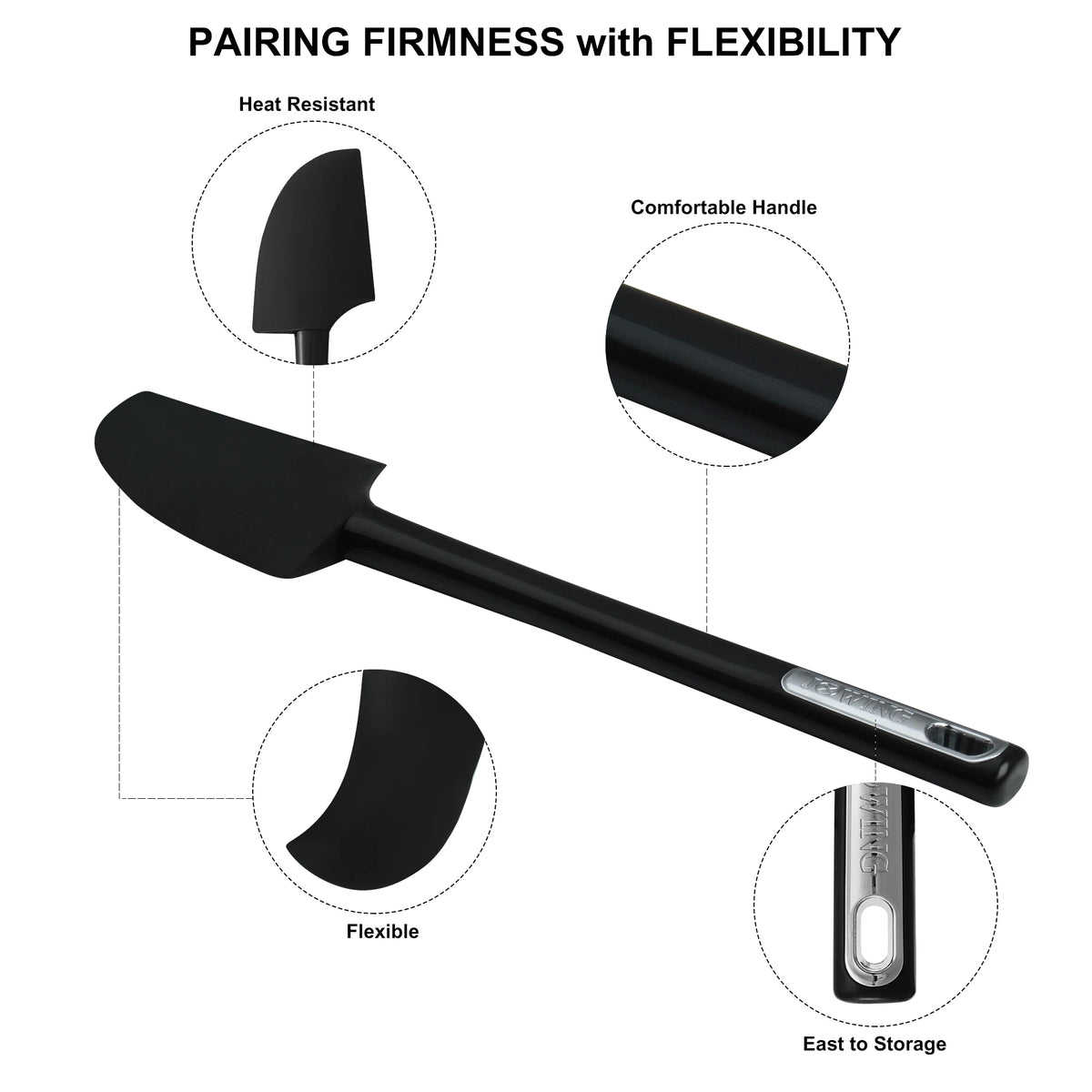 ensemble de cinq spatules en silicone colorées