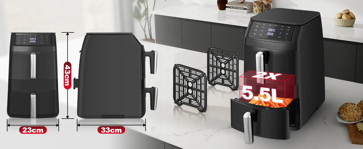 Friteuse Sans Huile Double Panier 11L 2500W 6 en 1 Écran Tactile airfryers