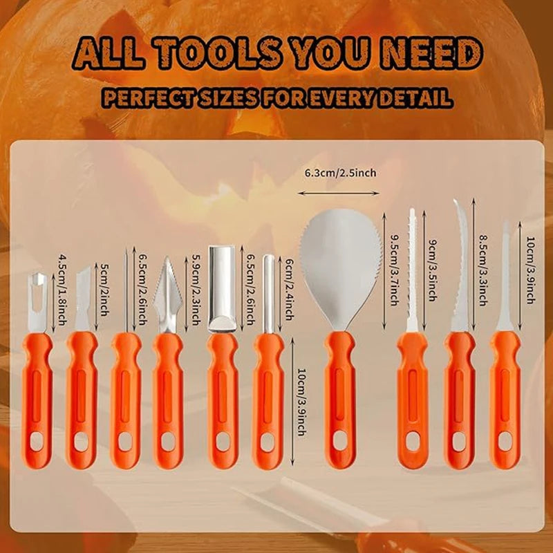 Kit de Sculptage de Citrouilles - Couteaux À Dentures Professionnels