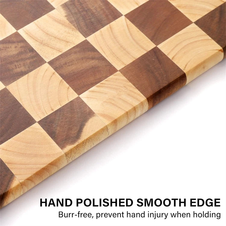 Planche à Découper Bois Motif Damier – 3 Tailles, 2,8 cm