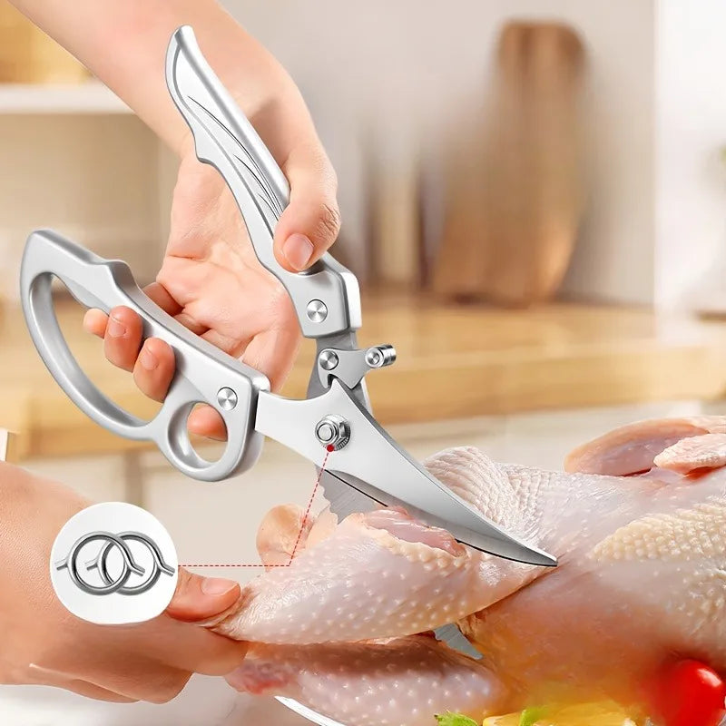 Ciseaux de cuisine en inox avec poignée ergonomique et ressort