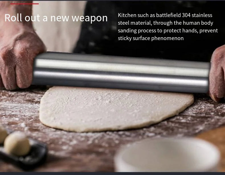 Rouleau à pâtisserie en acier inoxydable de 40 cm - Résistant et facile à nettoyer