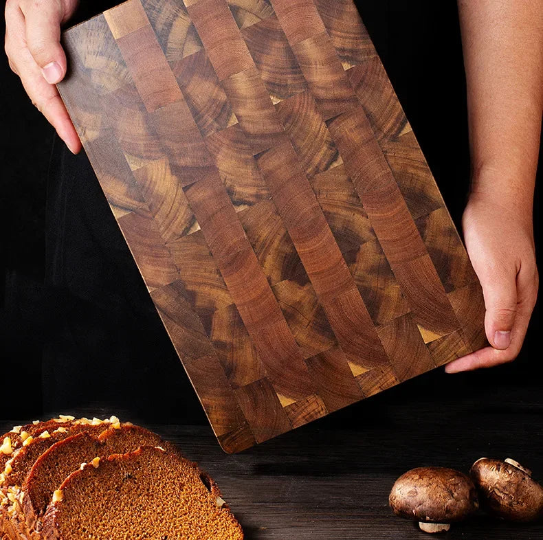 Planche à Découper Acacia Grain de Bout 32 × 22 cm — Double Face Anti-Fissure