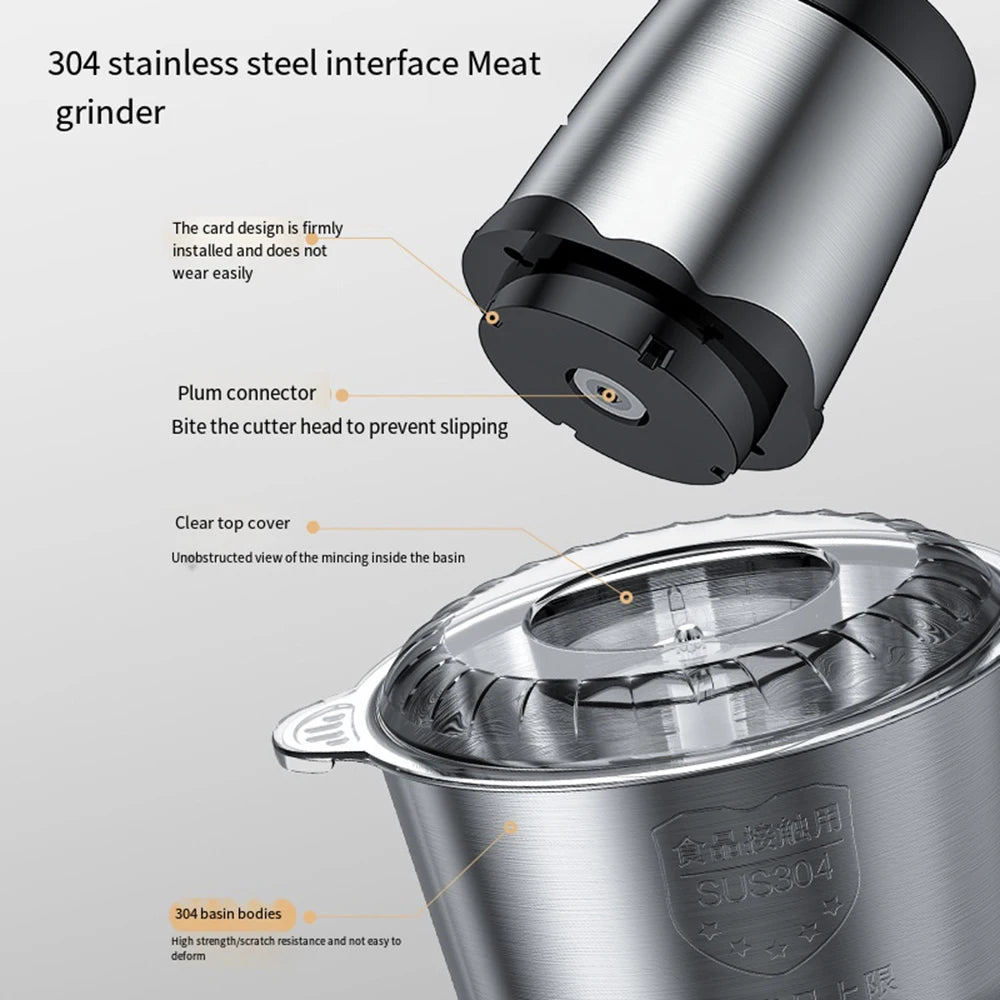 Hachoir inox avec bol de 3 litres