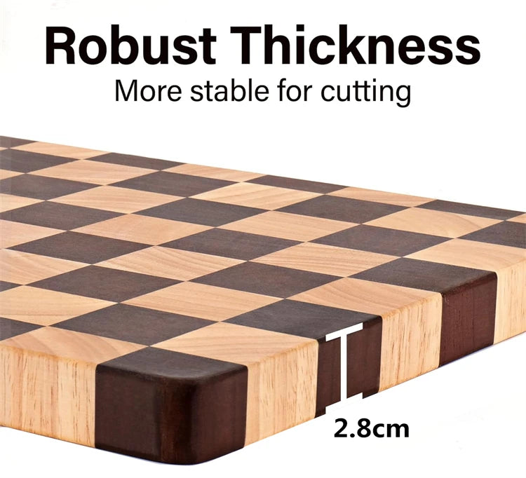 Planche à Découper Bois Motif Damier – 3 Tailles, 2,8 cm