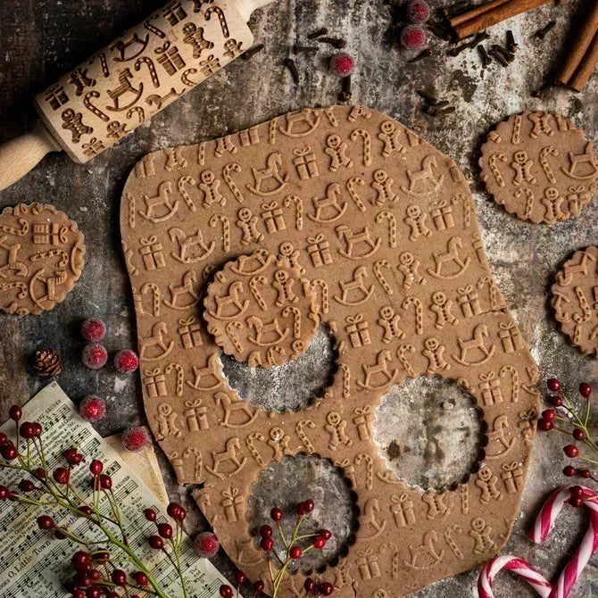 cuisine créative rouleau à pâtisserie motifs hiver