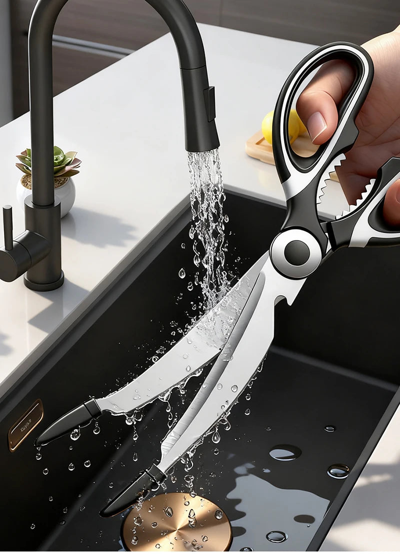 Ciseaux BBQ Multi-Fonctions Inox 304 avec Pince et Brosse Accessoire