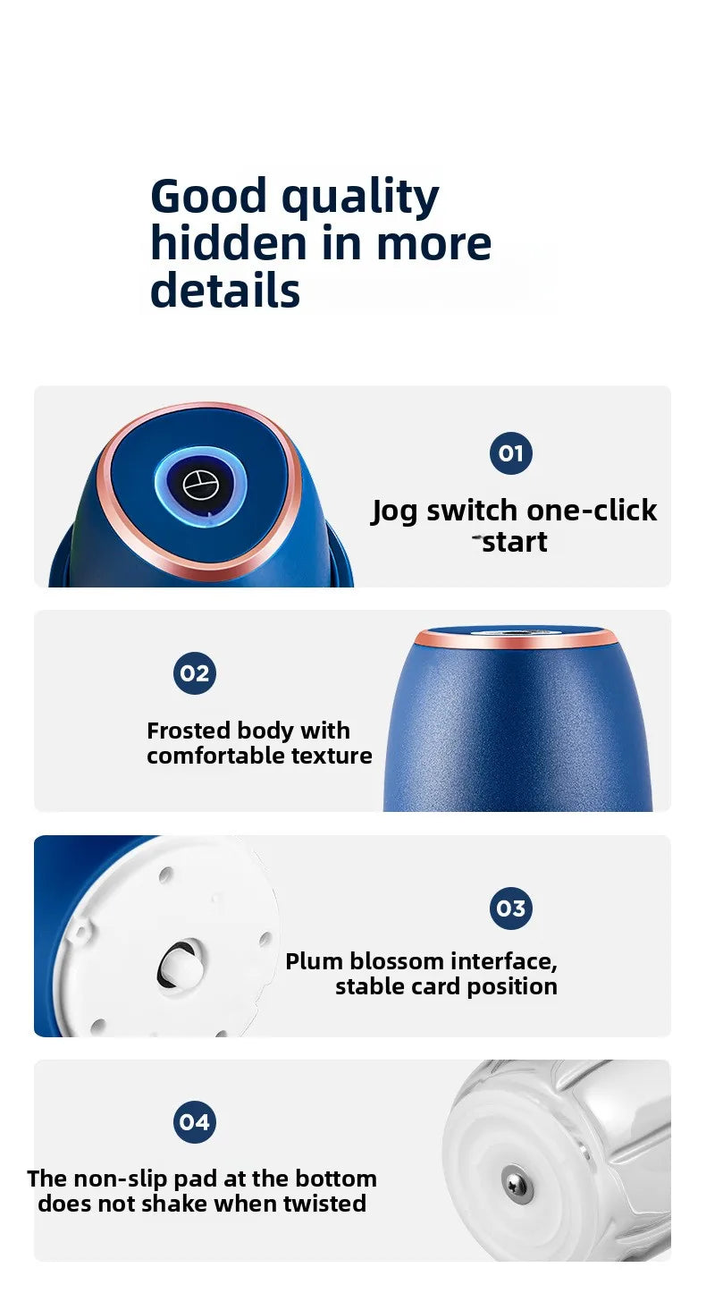 Mini Hachoir Électrique Sans Fil 350 ml — Bol en Verre, 6 Lames Inox, Batterie USB-C